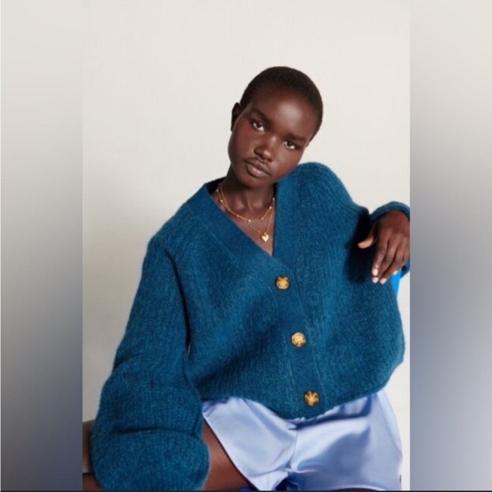 Zara Blue Teal Chunky Cardigan - size S